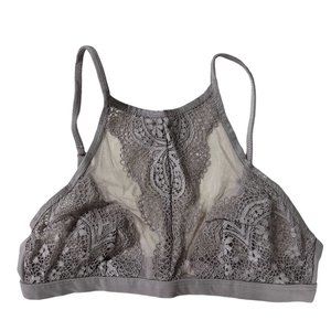 Victoria's Secret Body by Victoria SMALL Gray Lace High Neck Wireless Bralette